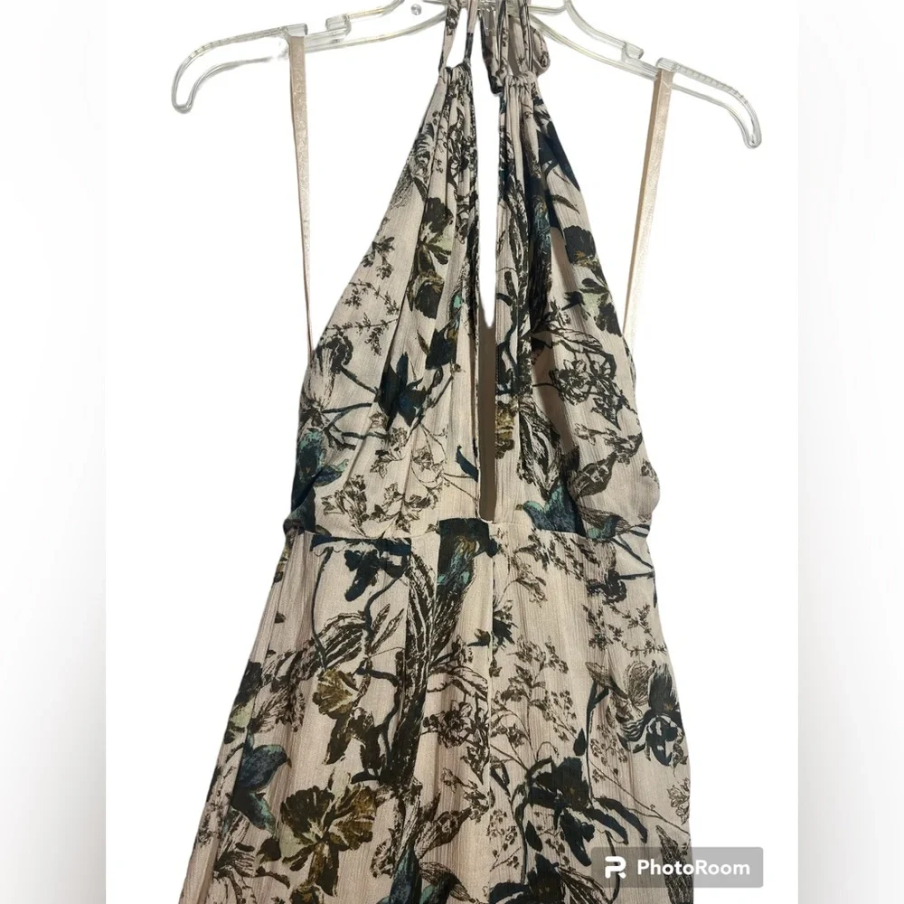 Free People Twisted Halter Floral Print Jumpsuit Size 2